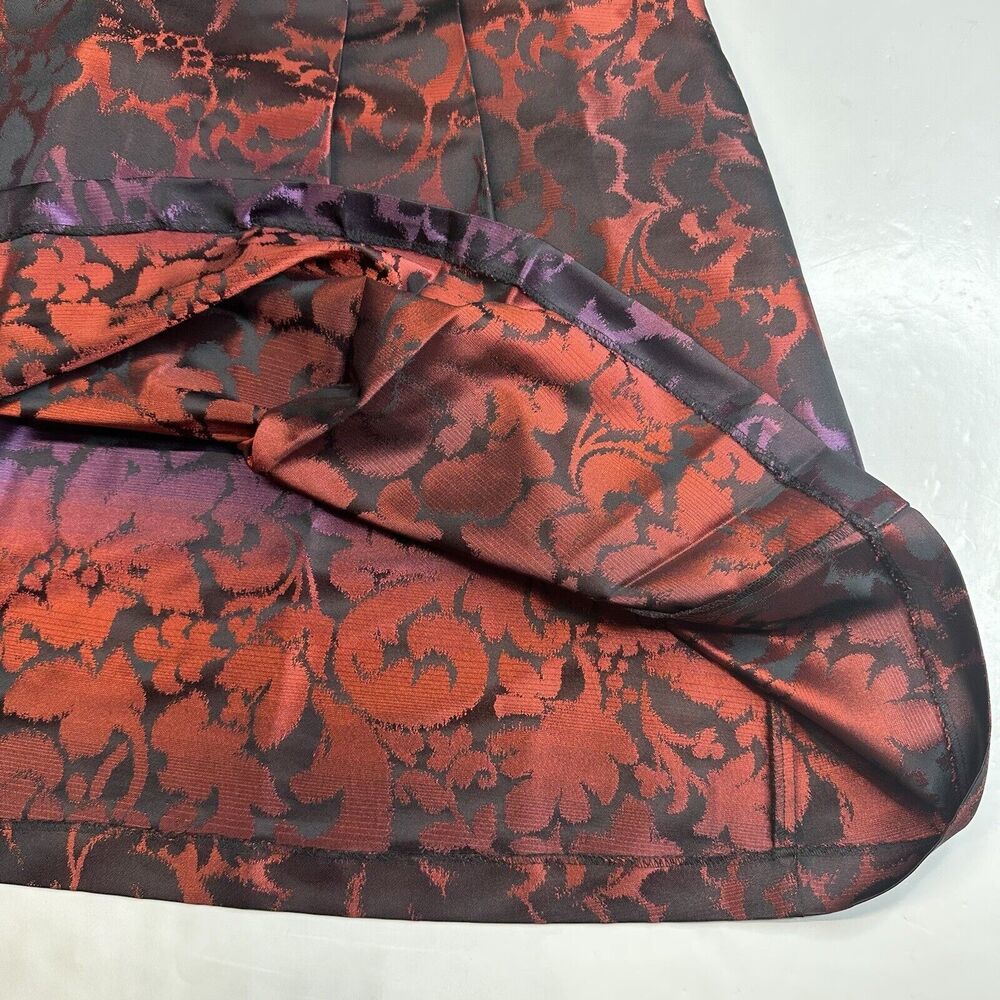Lane Bryant Floral Skirt 20 Red/Purple/Black Gradient A-Line Pleats Zipper EUC - Picture 8 of 8